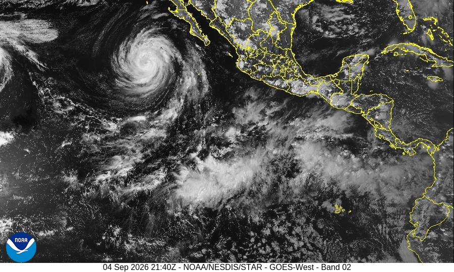 GOES-West · Eastern Pacific Visible — Eastern Pacific sector · ABI band 2