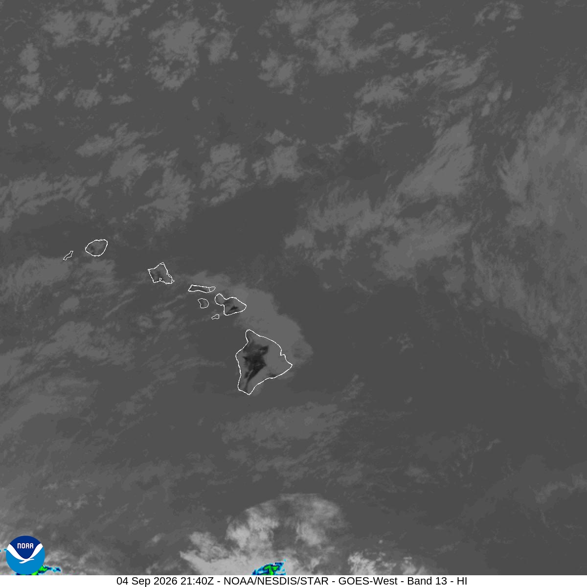GOES-West · Central Pacific IR — Hawaii / Central Pacific sector · ABI band 13