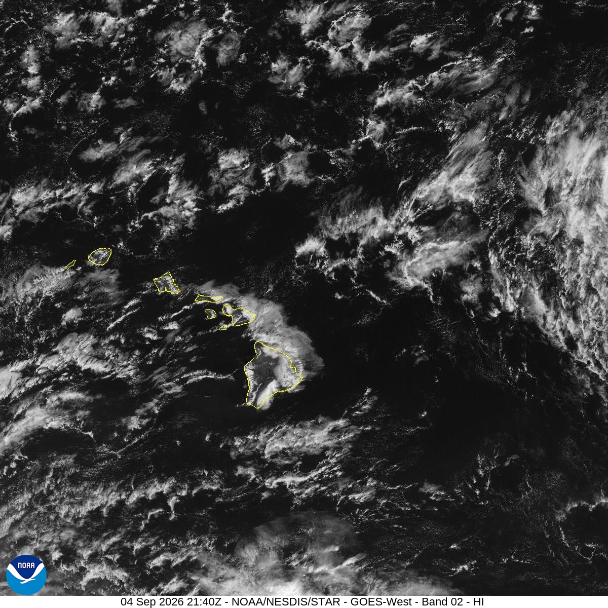 GOES-West · Central Pacific Visible — Hawaii / Central Pacific sector · ABI band 2